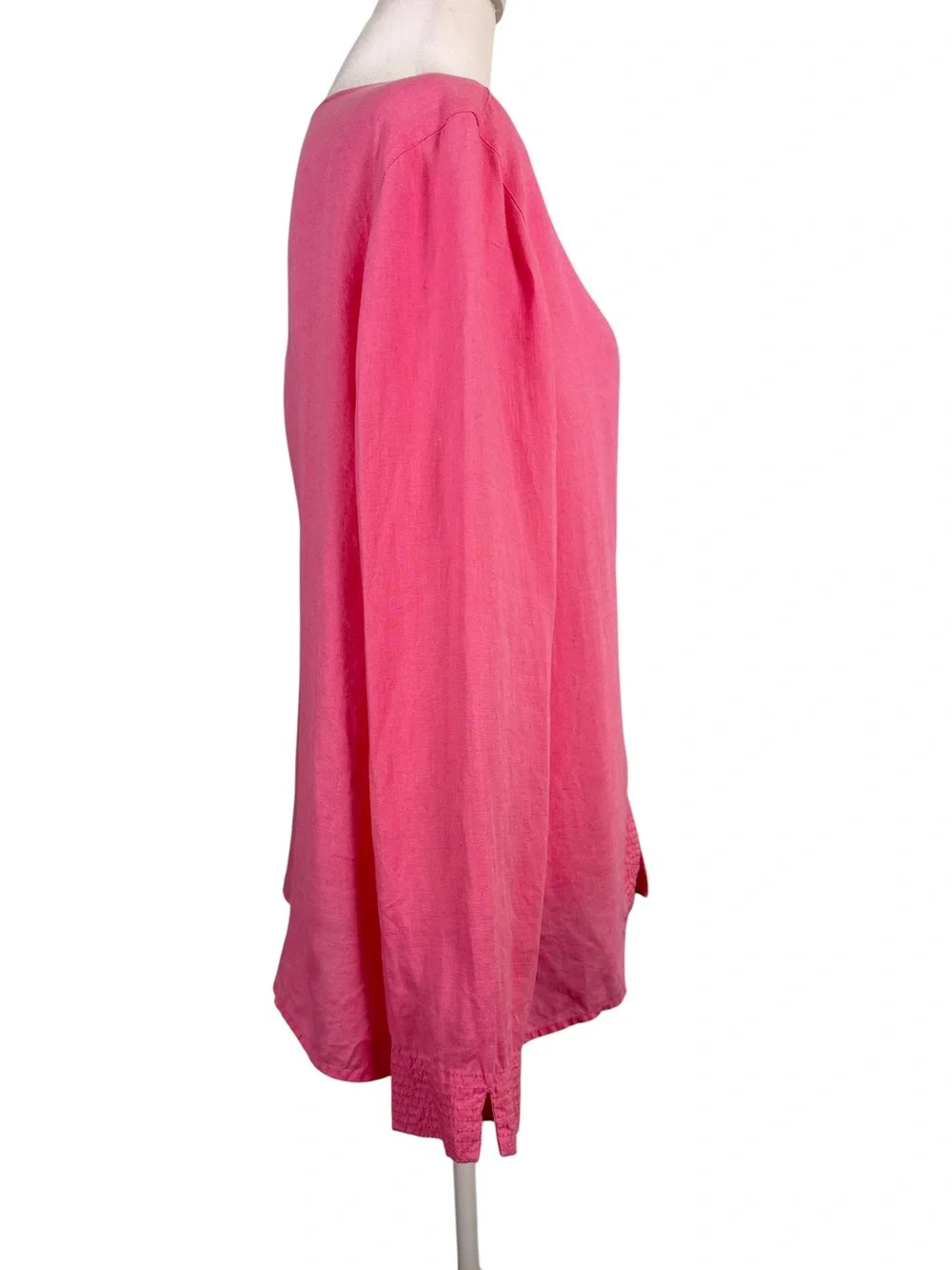 Liz Claiborne 100% Linen Pink Button Front Blouse L| Cottagecore Boho Resort